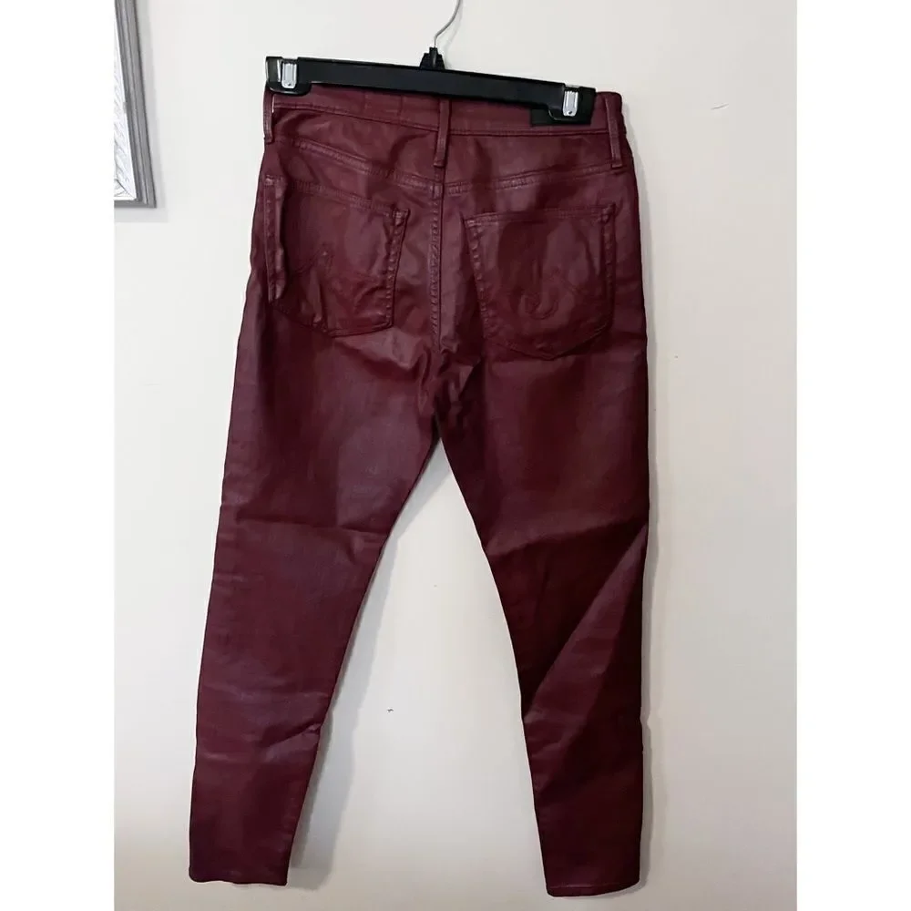 AG NWT Farrah Skinny Ankle jeans leatherette light maroon
